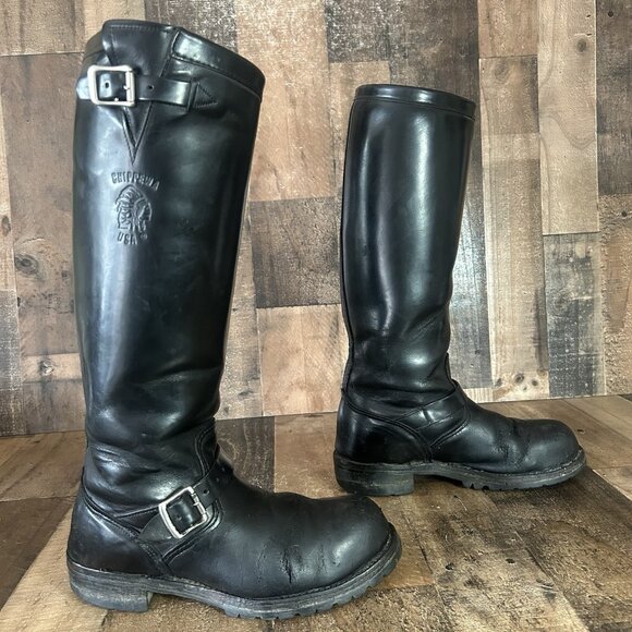 Chippewa 71418 Vintage Steel Toe Tall Moto Work Boots Mens 9 D - Picture 1 of 12